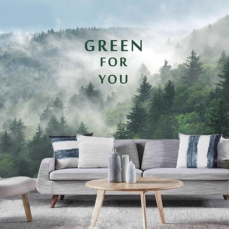 Tv Home Improvement - Benutzerdefinierte Wandbild Nebligen Wald Tapete Wohnzimmer