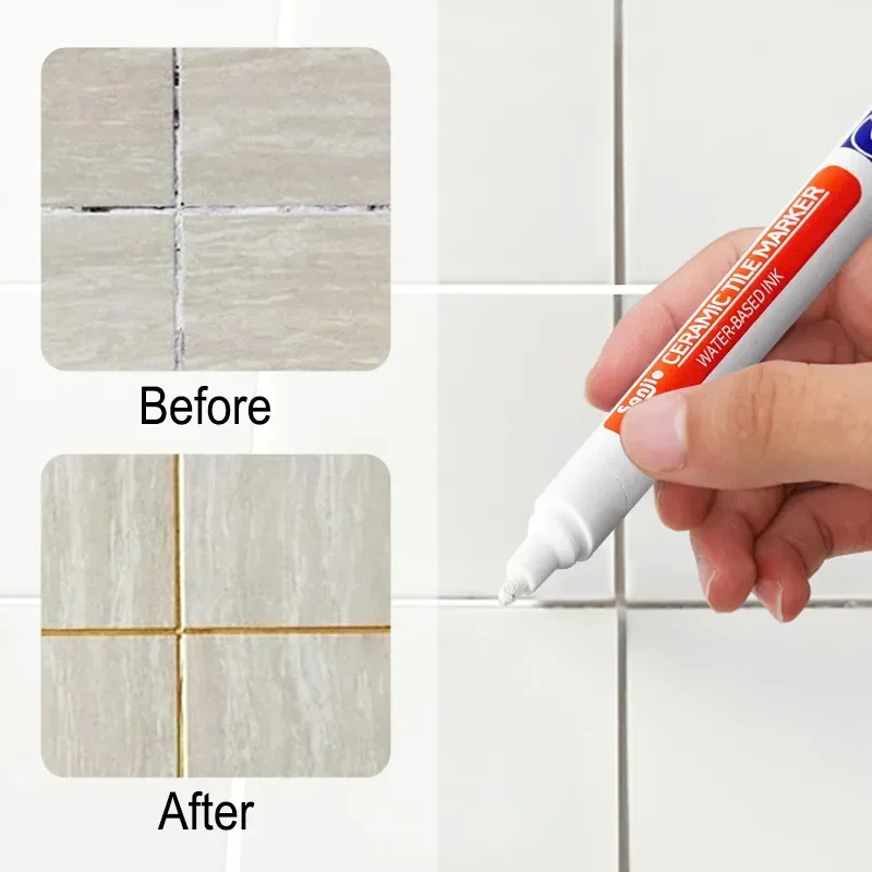 Tile Grout Repair - 12-farbiger weißer wasserfester Fliesenmarker, Fugenstift, Wandfugenstift